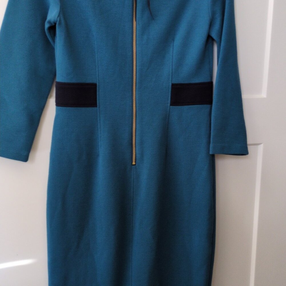 Boden London Laura Ottoman Dress Turquoise Navy 6L - Like New - Picture 3 of 6